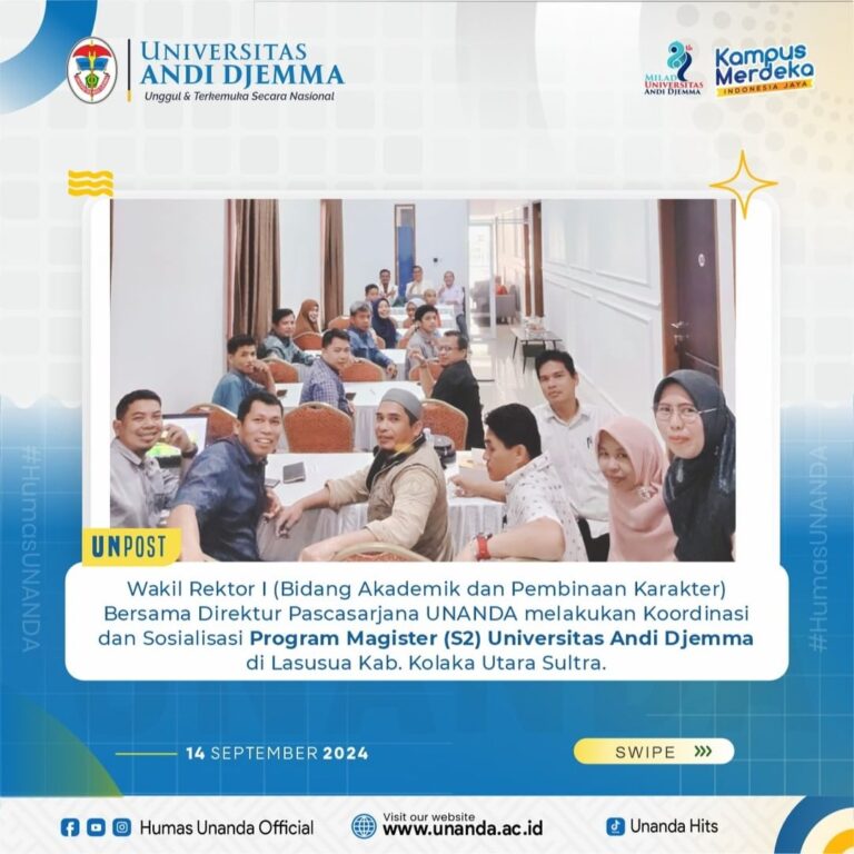 Lintas Provinsi, Wakil Rektor I dan Direktur Pascasarjana Lakukan Sosialisasi Program Magister UNANDA di Sulawesi Utara