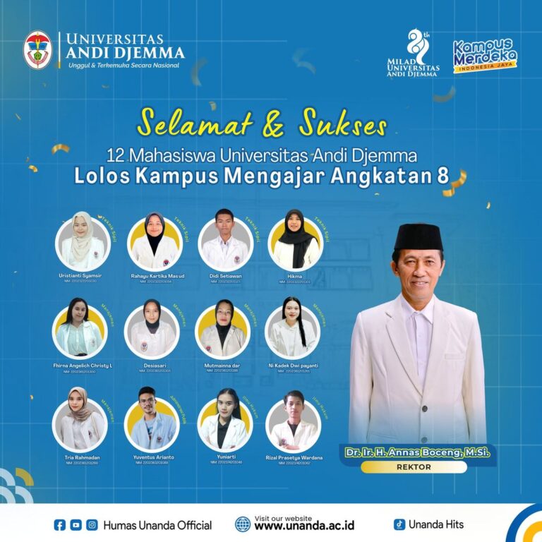 12 Mahasiswa Universitas Andi Djemma Berhasil Lolos Kampus Mengajar Angkatan 8