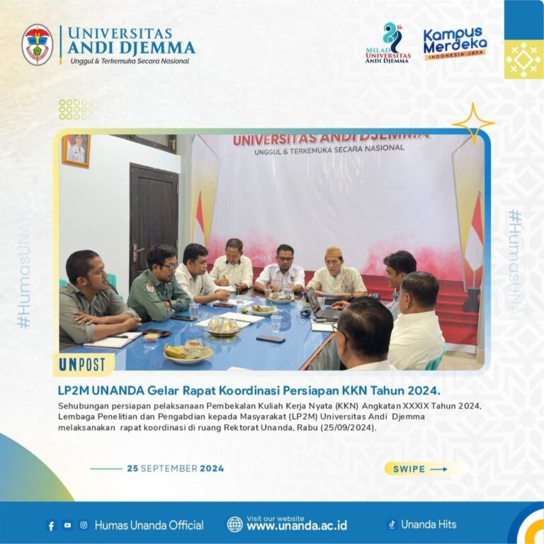 Gelar Rapat Kerja, LPPM UNANDA Bahas Pembekalan Kuliah Kerja Nyata Angkatan XXXIX Tahun 2024