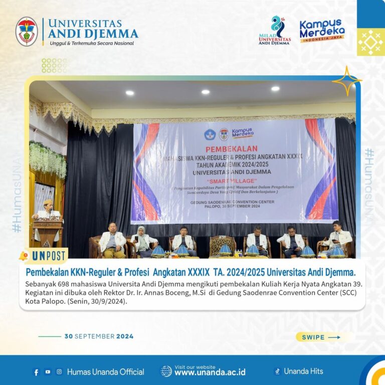 698 Mahasiswa Universitas Andi Djemma Ikuti Pembekalan Kuliah Kerja Nyata Angkatan 39