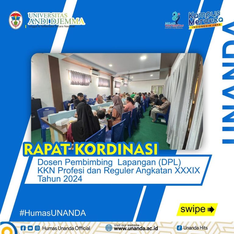 Rapat Koordinasi Dosen Pembimbing Lapangan (DPL) KKN Profesi dan Reguler Angkatan XXXIX Tahun 2024