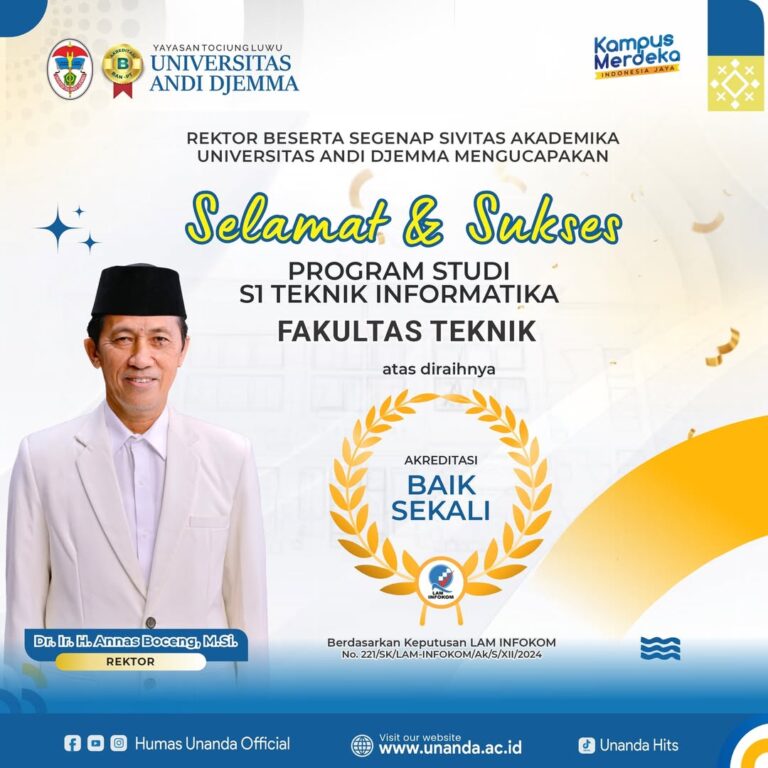 Prodi Teknik Informatika UNANDA Raih Akreditasi “Baik Sekali” dari LAM INFOKOM