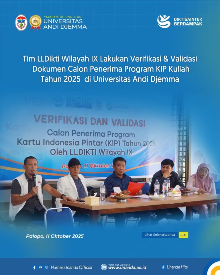 UNANDA Terima Kunjungan Tim LLDikti Wil. IX untuk Verval KIP Kuliah 2025