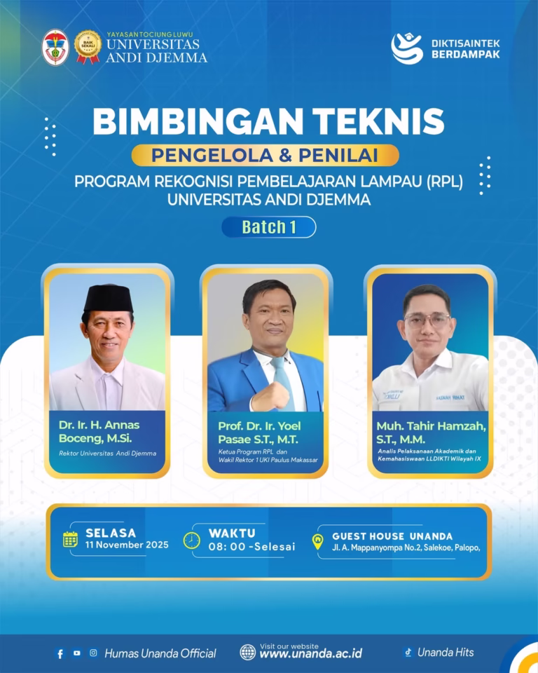 UNANDA Perkuat Profesionalitas Penyelenggaraan RPL Melalui Bimtek Pengelola dan Penilai Batch 1