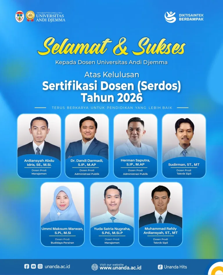 7 Dosen UNANDA Lolos Sertifikasi Dosen (Serdos) Tahun 2026